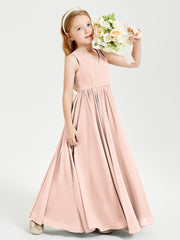 Robes de Demoiselle d'Honneur Junior Élégantes Sans Manches Rose Perle