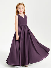 Robes de Demoiselle d'Honneur Junior Élégantes Sans Manches Plum
