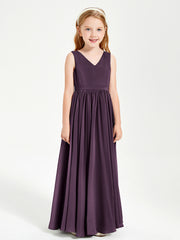 Robes de Demoiselle d'Honneur Junior Élégantes Sans Manches Plum