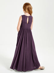 Robes de Demoiselle d'Honneur Junior Élégantes Sans Manches Plum
