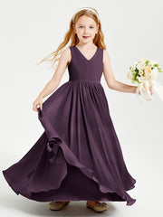Robes de Demoiselle d'Honneur Junior Élégantes Sans Manches Plum