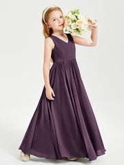 Robes de Demoiselle d'Honneur Junior Élégantes Sans Manches Plum