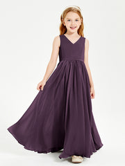 Robes de Demoiselle d'Honneur Junior Élégantes Sans Manches Plum