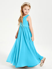 Robes de Demoiselle d'Honneur Junior Élégantes Sans Manches Piscine