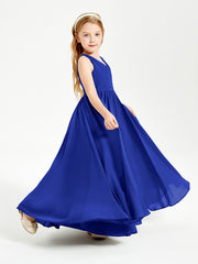 Robes de Demoiselle d'Honneur Junior Élégantes Sans Manches Bleu Royale