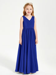 Robes de Demoiselle d'Honneur Junior Élégantes Sans Manches Bleu Royale