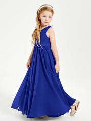 Robes de Demoiselle d'Honneur Junior Élégantes Sans Manches Bleu Royale