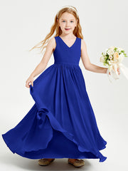 Robes de Demoiselle d'Honneur Junior Élégantes Sans Manches Bleu Royale