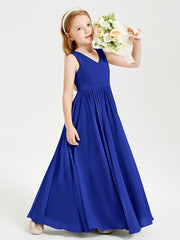 Robes de Demoiselle d'Honneur Junior Élégantes Sans Manches Bleu Royale