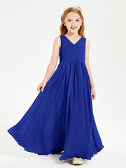 Robes de Demoiselle d'Honneur Junior Élégantes Sans Manches Bleu Royale