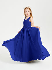 Robes de Demoiselle d'Honneur Junior Élégantes Sans Manches Bleu Royale