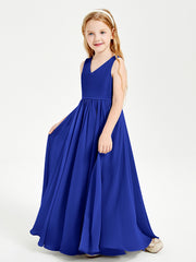 Robes de Demoiselle d'Honneur Junior Élégantes Sans Manches Bleu Royale