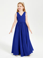 Robes de Demoiselle d'Honneur Junior Élégantes Sans Manches Bleu Royale