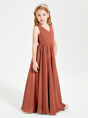 Robes de Demoiselle d'Honneur Junior Élégantes Sans Manches Rouille