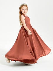 Robes de Demoiselle d'Honneur Junior Élégantes Sans Manches Rouille