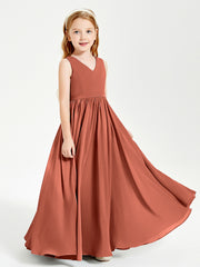 Robes de Demoiselle d'Honneur Junior Élégantes Sans Manches Rouille