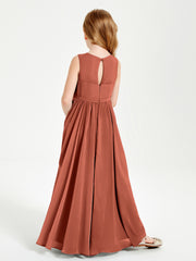 Robes de Demoiselle d'Honneur Junior Élégantes Sans Manches Rouille