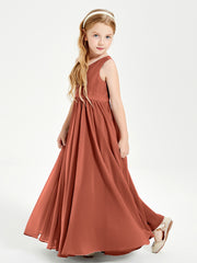 Robes de Demoiselle d'Honneur Junior Élégantes Sans Manches Rouille