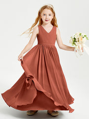 Robes de Demoiselle d'Honneur Junior Élégantes Sans Manches Rouille