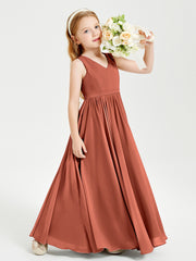 Robes de Demoiselle d'Honneur Junior Élégantes Sans Manches Rouille