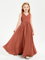 Robes de Demoiselle d'Honneur Junior Élégantes Sans Manches Rouille