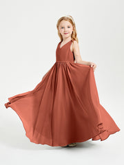 Robes de Demoiselle d'Honneur Junior Élégantes Sans Manches Rouille