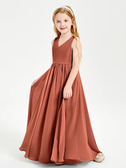Robes de Demoiselle d'Honneur Junior Élégantes Sans Manches Rouille
