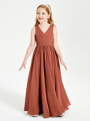 Robes de Demoiselle d'Honneur Junior Élégantes Sans Manches Rouille