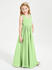 Robes de Demoiselle d'Honneur Junior Élégantes Sans Manches Sauge