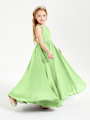 Robes de Demoiselle d'Honneur Junior Élégantes Sans Manches Sauge