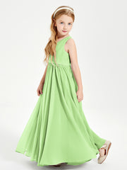 Robes de Demoiselle d'Honneur Junior Élégantes Sans Manches Sauge