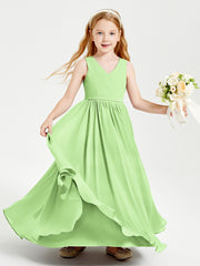Robes de Demoiselle d'Honneur Junior Élégantes Sans Manches Sauge