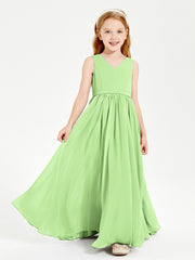 Robes de Demoiselle d'Honneur Junior Élégantes Sans Manches Sauge