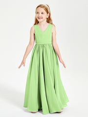 Robes de Demoiselle d'Honneur Junior Élégantes Sans Manches Sauge
