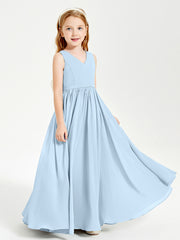 Robes de Demoiselle d'Honneur Junior Élégantes Sans Manches Bleu Ciel