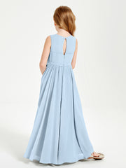 Robes de Demoiselle d'Honneur Junior Élégantes Sans Manches Bleu Ciel