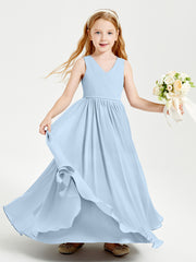 Robes de Demoiselle d'Honneur Junior Élégantes Sans Manches Bleu Ciel