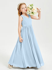 Robes de Demoiselle d'Honneur Junior Élégantes Sans Manches Bleu Ciel
