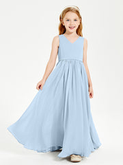 Robes de Demoiselle d'Honneur Junior Élégantes Sans Manches Bleu Ciel