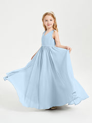 Robes de Demoiselle d'Honneur Junior Élégantes Sans Manches Bleu Ciel