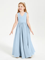 Robes de Demoiselle d'Honneur Junior Élégantes Sans Manches Bleu Ciel