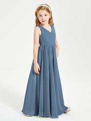 Robes de Demoiselle d'Honneur Junior Élégantes Sans Manches Bleu de Schiste