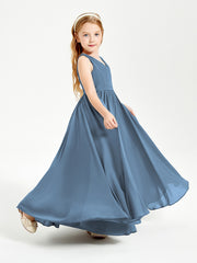 Robes de Demoiselle d'Honneur Junior Élégantes Sans Manches Bleu de Schiste