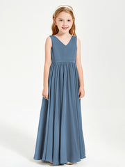 Robes de Demoiselle d'Honneur Junior Élégantes Sans Manches Bleu de Schiste
