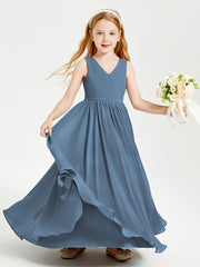 Robes de Demoiselle d'Honneur Junior Élégantes Sans Manches Bleu de Schiste