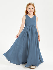 Robes de Demoiselle d'Honneur Junior Élégantes Sans Manches Bleu de Schiste