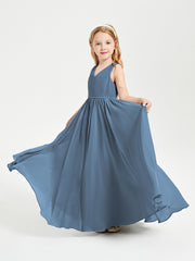 Robes de Demoiselle d'Honneur Junior Élégantes Sans Manches Bleu de Schiste