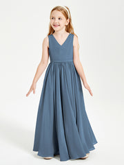 Robes de Demoiselle d'Honneur Junior Élégantes Sans Manches Bleu de Schiste