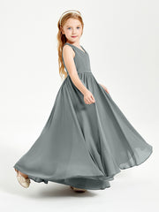 Robes de Demoiselle d'Honneur Junior Élégantes Sans Manches Gris Acier