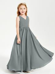 Robes de Demoiselle d'Honneur Junior Élégantes Sans Manches Gris Acier